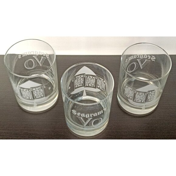 Vintage Seagram's V.O. RARE Poker Card series Low Ball Rocks Whiskey Glasses Set - Picture 4 of 7